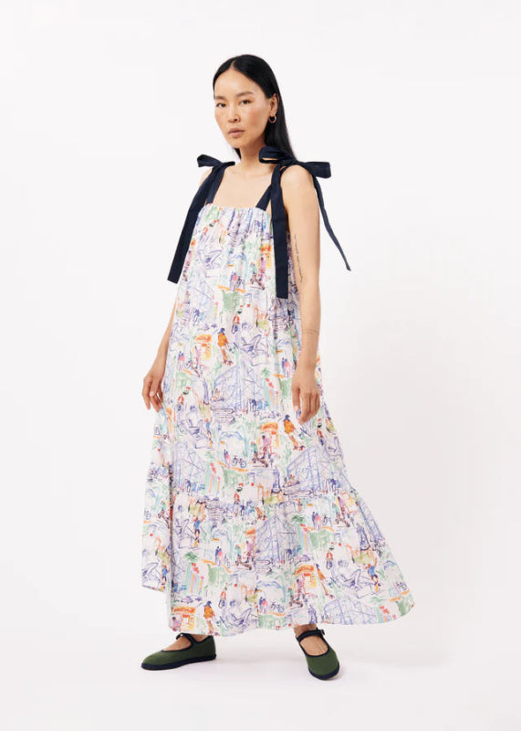 Final Sale- Cylia Printed Maxi Dress Classic V-Neck Maxi Dress
