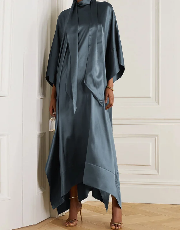 Davy Grey Heavy Designer Heavy Fancy Maxi Dress Fashionable Faux Wrap Maxi Dress