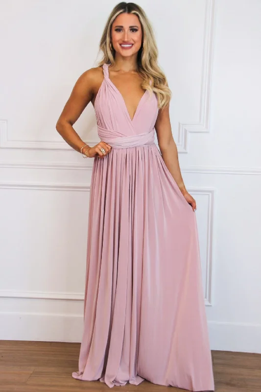 Enough For You Wrap Maxi Dress: Mauve Comfortable Bohemian Maxi Dress