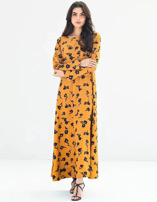 Faded Orange Latest Printed Maxi Dress Elegant Silk Maxi Dress