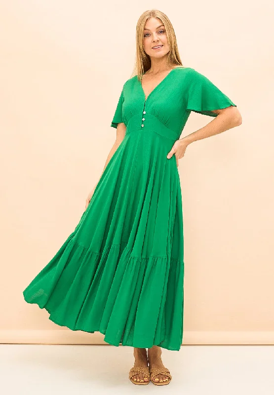 Felicity Emerald Maxi Dress Elegant Floral Maxi Dress