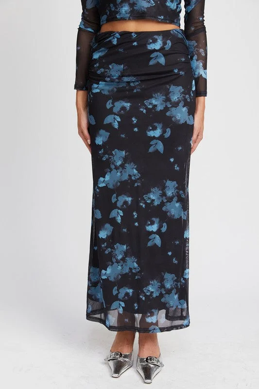 FLORAL SHEER MAXI DRESS Classic Solid Maxi Dress