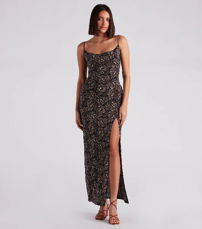 Flowy Feels Paisley Maxi Dress Comfortable Bohemian Maxi Dress