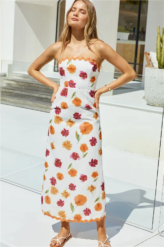 Garden Girl Strapless Maxi Dress Orange Classic V-Neck Maxi Dress