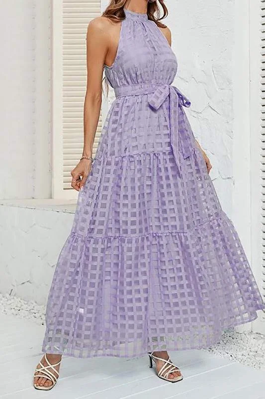 HALTER NECK MAXI DRESSES Trendy A-Line Maxi Dress
