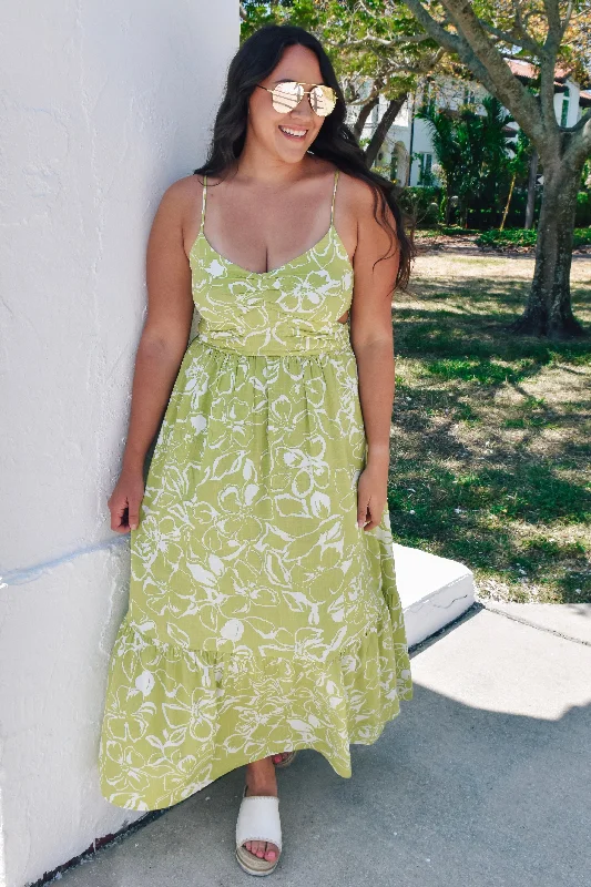Hint of Lime Maxi Dress Classic V-Neck Maxi Dress