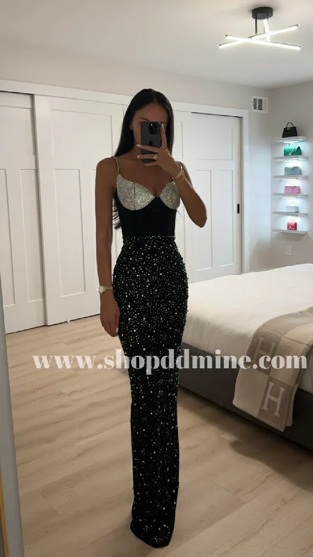 JIMEA CRYSTAL EMBELLISHED BACK SLIT MAXI DRESS Fashionable Layered Maxi Dress