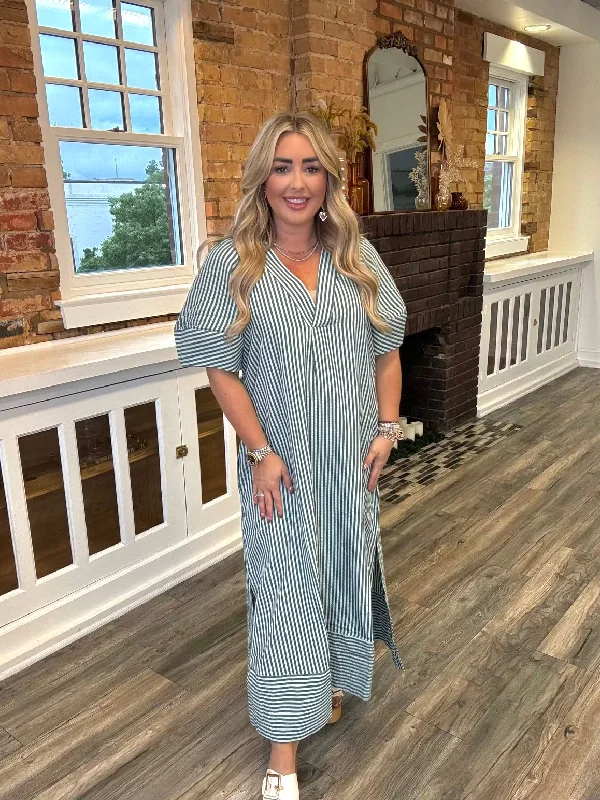Juna Stripe Maxi Dress Fashionable Chiffon Tiered Maxi Dress