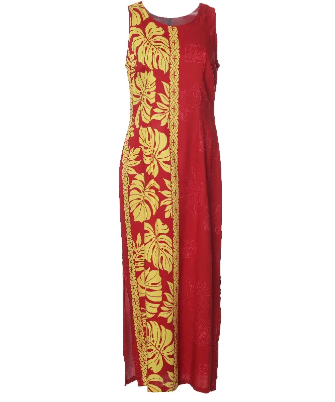 Long Maxi Dress Prince Kuhio Red-Gold Comfortable Flowy Maxi Dress