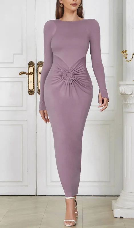 LONG-SLEEVED BACKLESS BODYCON MAXI DRESS Stylish Long Sleeve Maxi Dress