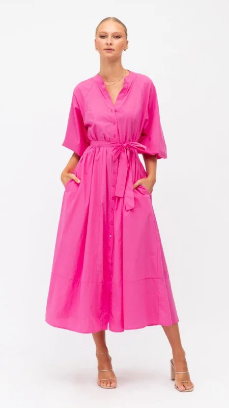 Millan Hot Pink Maxi Dress Cozy Spaghetti Strap Maxi Dress