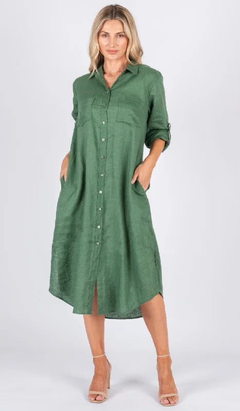 Miranda Green Shirt Maxi Dress Classic V-Neck Maxi Dress