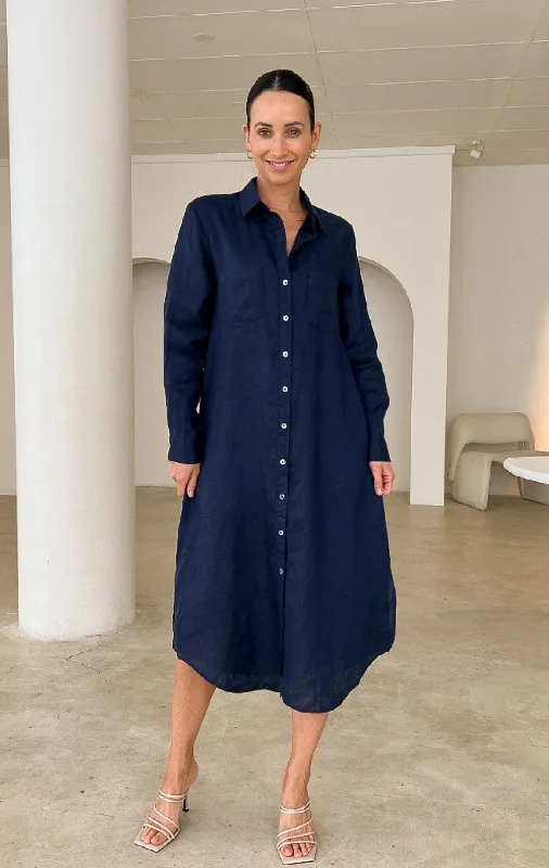 Miranda Navy Shirt Maxi Dress Classic Black Maxi Dress