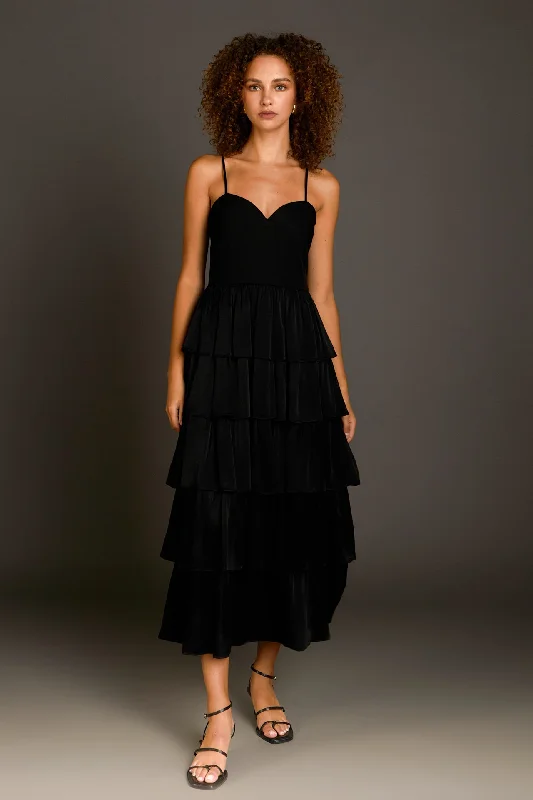 Mixed Media Maxi Dress Elegant Lace Maxi Dress