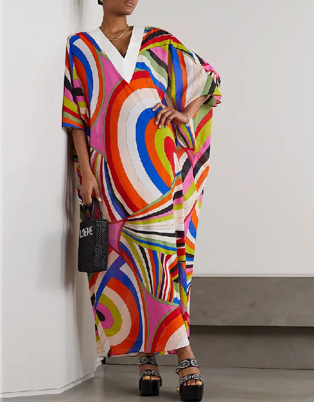 Multi Color Heavy Designer Heavy Fancy Maxi Dress Cozy Cold-Shoulder Maxi Dress