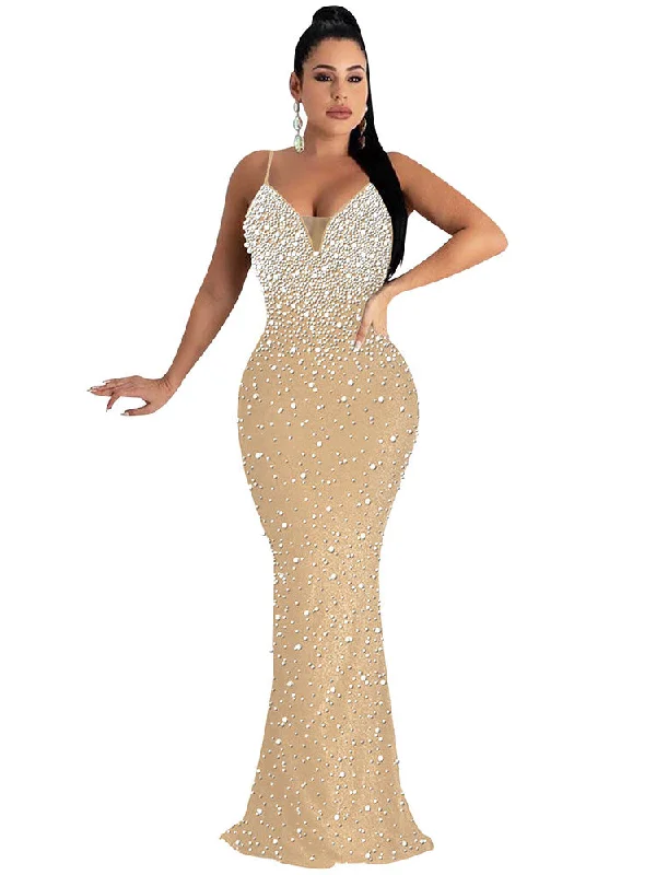 Off Shoulder Backless Sequin Spaghetti Strap Bodycon Maxi Dresses Chic Off-Shoulder Maxi Dress
