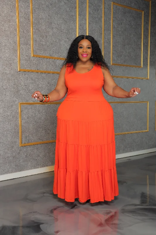 Orange Memories Maxi Dress Comfortable Cotton Maxi Dress