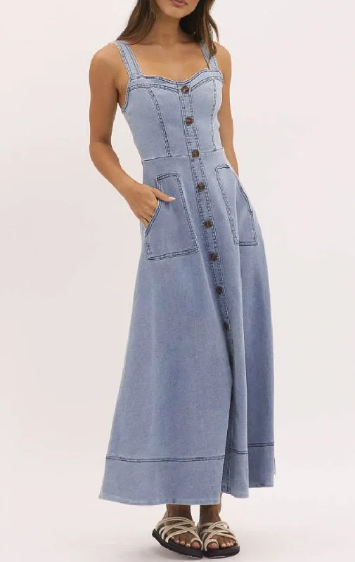Paris Light Denim Maxi Dress Cozy Knit Maxi Dress
