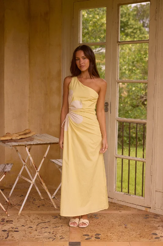 Pina Colada One Shoulder Maxi Dress Elegant Sleeveless Maxi Dress
