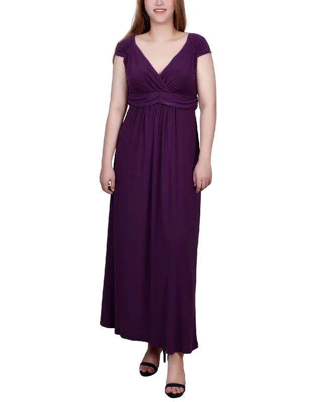 Petite Ruched Empire-Waist Maxi Dress Trendy Satin Maxi Dress