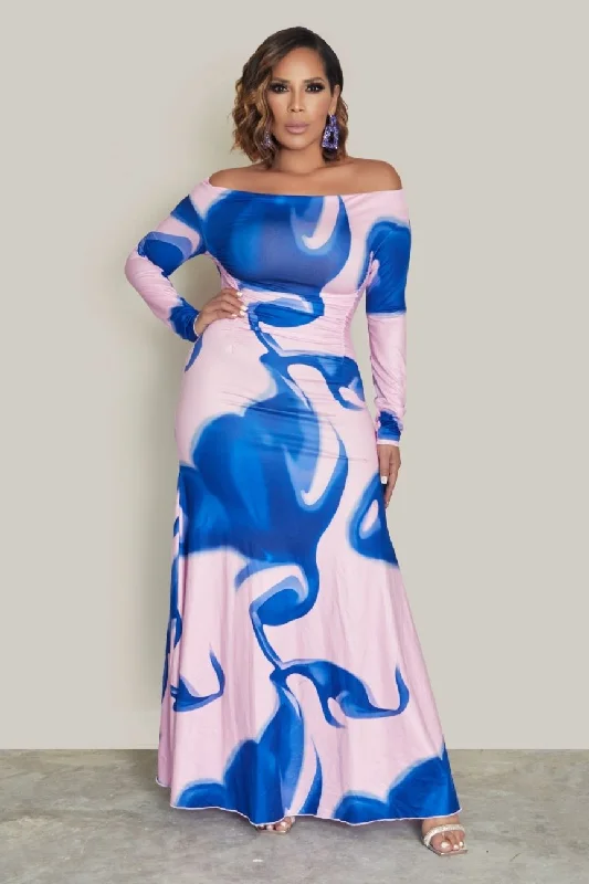 Roxanne Off Shoulder Mermaid Maxi Dress Trendy A-Line Maxi Dress