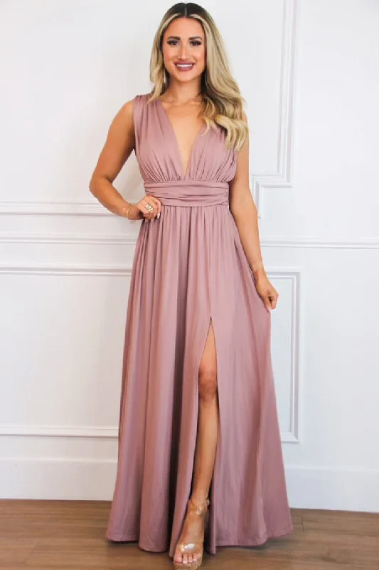 Selma V Neck Maxi Dress: Blush Elegant Velvet Maxi Dress