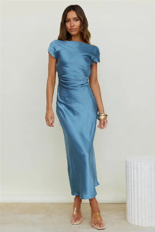 Siren Melody Maxi Dress Blue Elegant Silk Maxi Dress