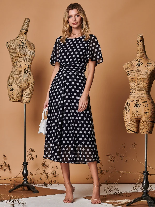 Spot Print Chiffon Maxi Dress, Navy Spot Comfortable Cotton Maxi Dress
