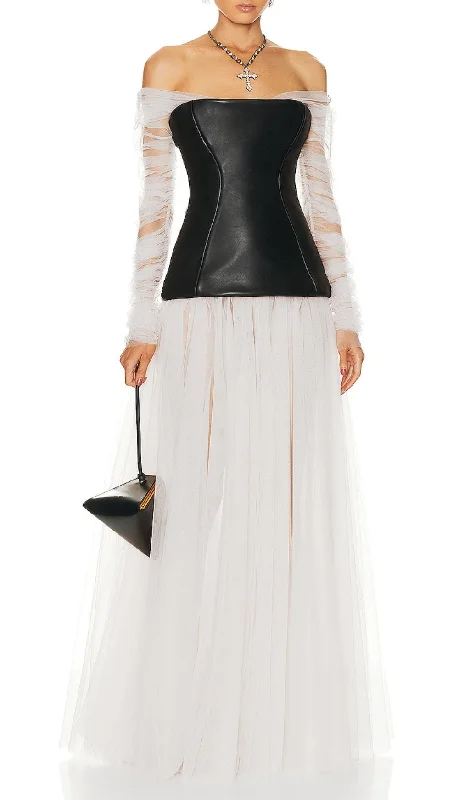 STRAPLESS MESH DOUBLE COLOR MATCHING MAXI DRESS Stylish Empire Waist Maxi Dress