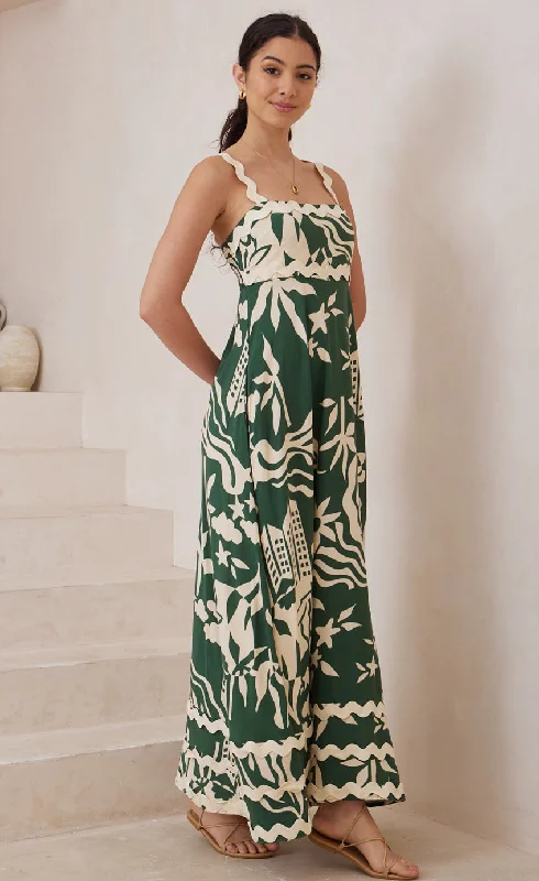 Summer Green/Natural Ric Rac Maxi Dress Cozy Maxi Dress with Slit