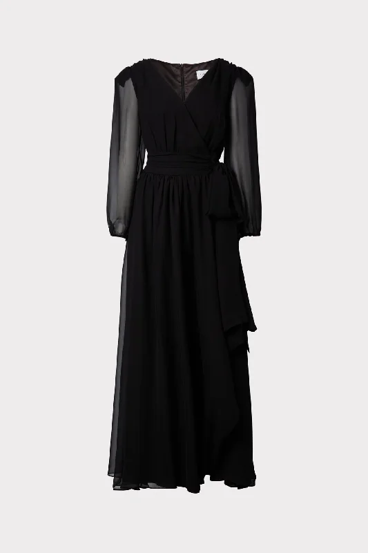 Verona Chiffon Maxi Dress Elegant Lace-Up Maxi Dress