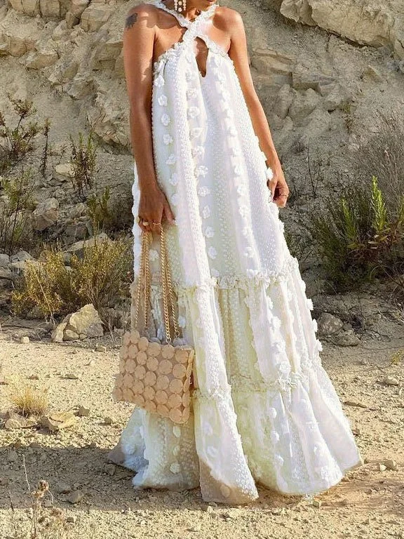 Women's Dresses Halter Neck Sleeveless Jacquard Maxi Dress Comfortable T-Shirt Maxi Dress Women's Dresses Halter Neck Sleeveless Jacquard Maxi Dress Comfortable T-Shirt Maxi Dress
