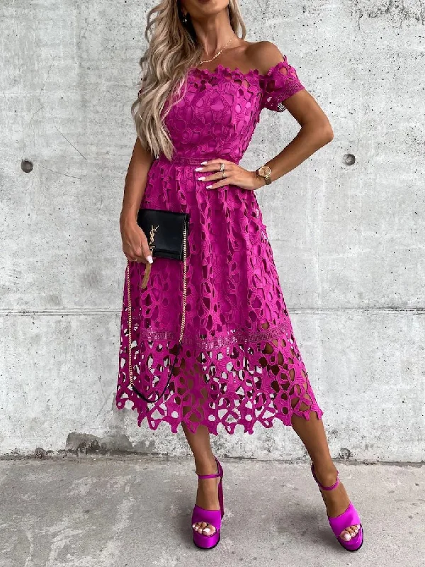 Women's Dresses One-Shoulder Hollow Maxi Dress Fashionable Printed Maxi Dress