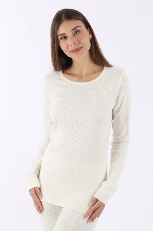 Women's Thermal Base Layer Long Sleeve Tee Lace Blend Ribbed Blend Corduroy Blend