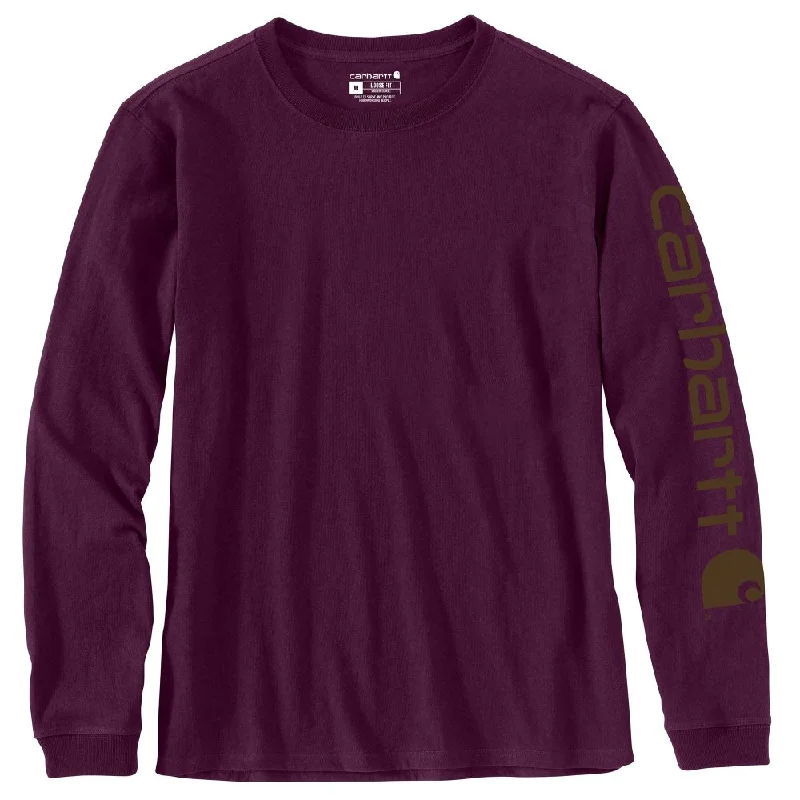 'Carhartt' Women's Workwear Logo Sleeve T-Shirt - Eggplant Zippered Buttoned Snapped