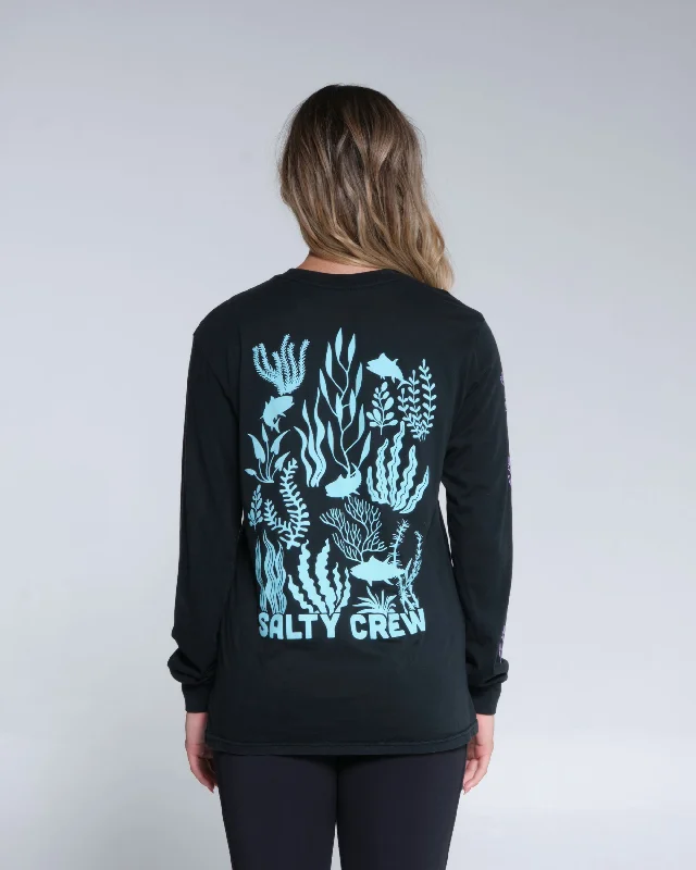 Kelp Forest Boyfriend L/S Tee - Faded Black Fashionable Trendy Casual