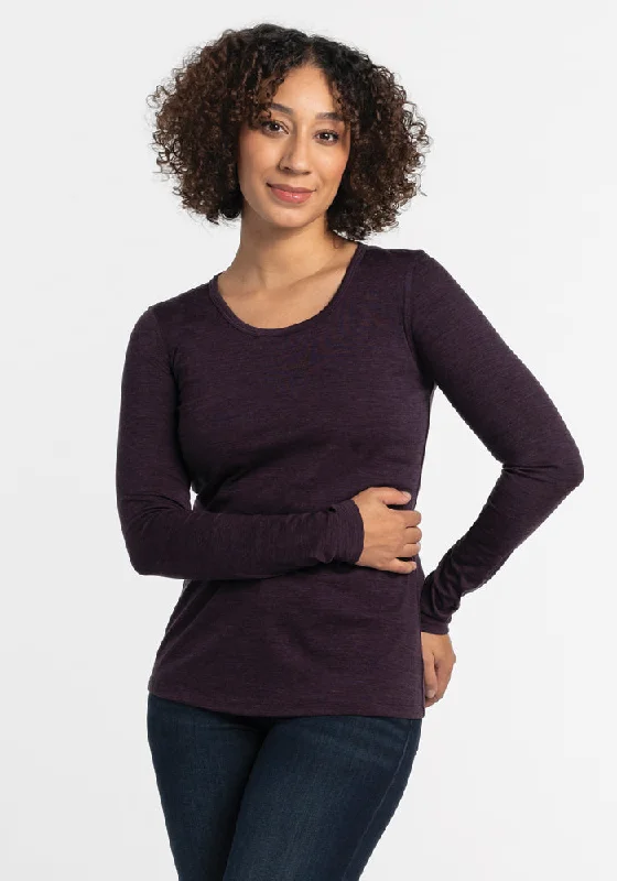 Remi Long Sleeve T-Shirt - Deep Plum Houndstooth Herringbone Solid