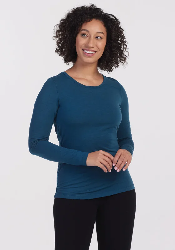 Remi Long Sleeve T-Shirt - Real Teal Rayon Fabric Velvet Fabric Corduroy Fabric