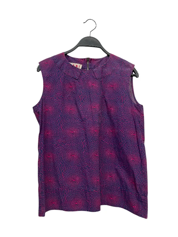 MARNI/SL Blouse/40/Purple/Cotton/All Over Print/ Double-Layered Blouse