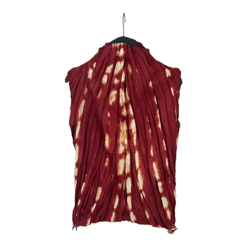 PLEATS PLEASE ISSEY MIYAKE/SL Blouse/3/Red/Polyester/AllOverPrint Office Formal Blouse