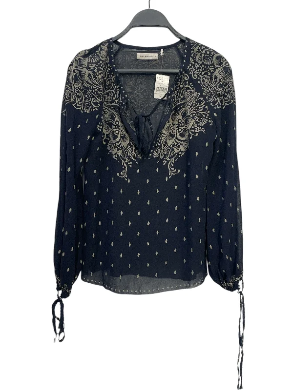 ISABEL MARANT ETOILE/LS Blouse/34/Floral Pattern/Acrylic/NVY/SHEER Classic Striped Blouse