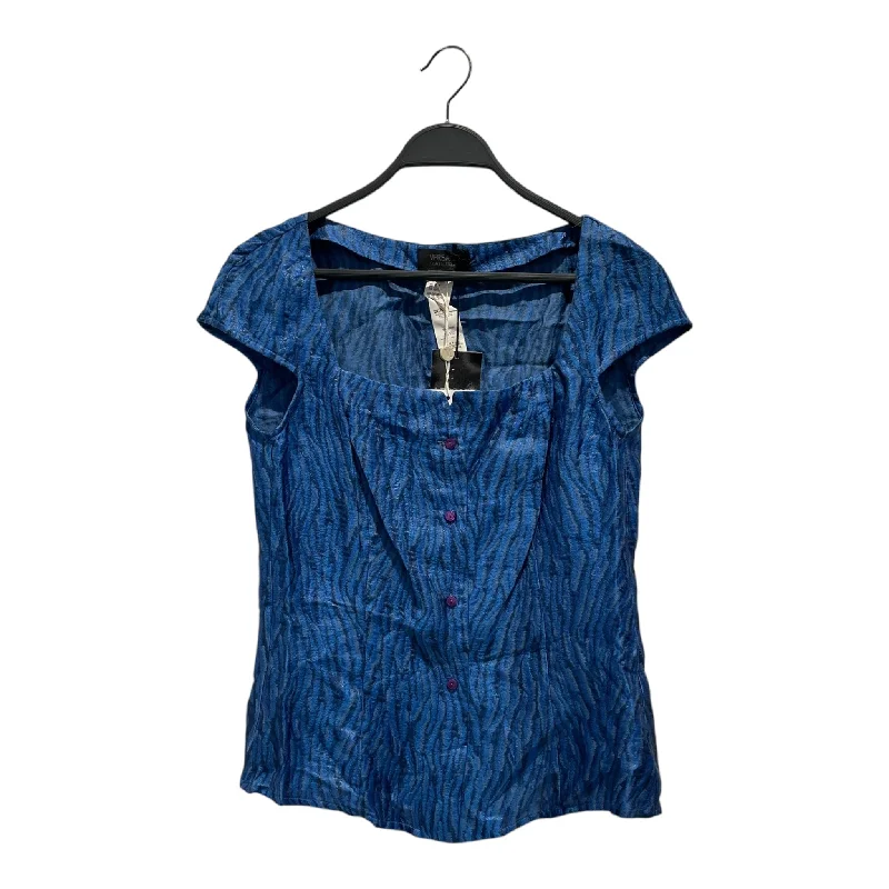 VERSACE/SL Blouse/42/Cotton/BLU/Classic V2 Purple Buttons Short Sleeve Blouse
