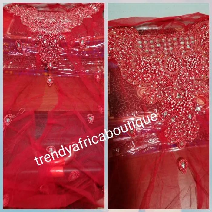 Assorted colors heavily-beaded net for making blouses. Popularly use by for Igbo/Delta/edo  women for big Occasions. Comes in 1.8yds lenght. This design is available in 5 colors. Oversized Silk Blouse