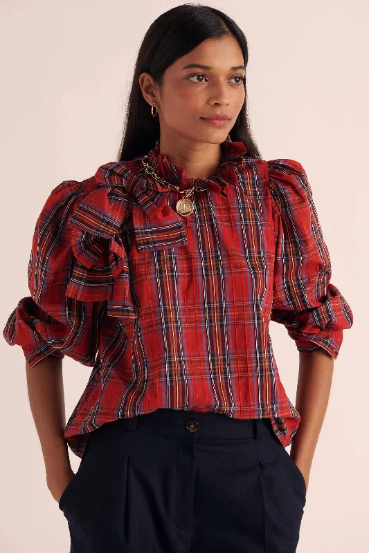 Blouse Diana tartan rouge Boho Chic Blouse