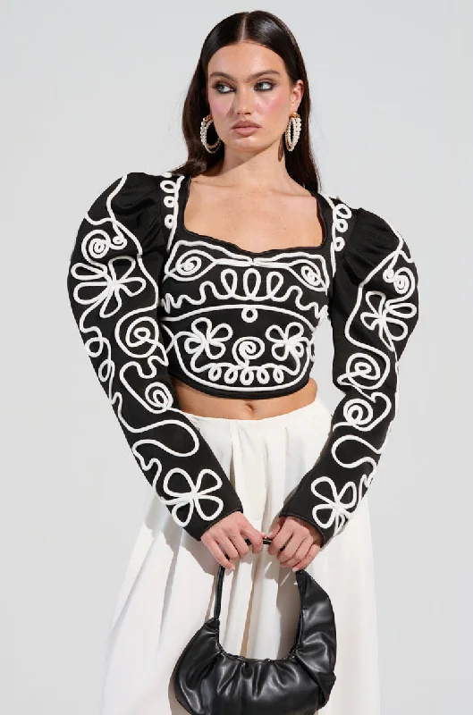 BLURRED LINES LONG SLEEVE BLOUSE Versatile Layering Blouse