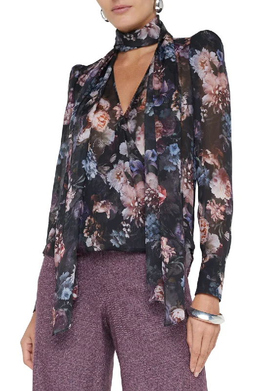 Cambria Silk Tie-Neck Blouse Sleeveless Chiffon Blouse