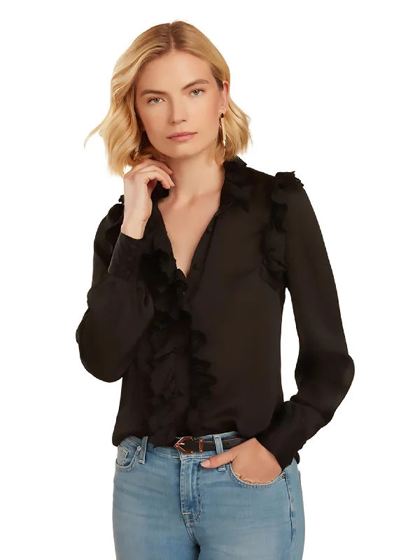 CASSANDRA BLOUSE BLACK Embroidered Cotton Blouse