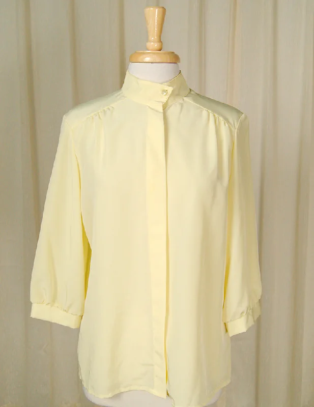 80s does 1940s Yellow Blouse Chic Sleeveless Blouse