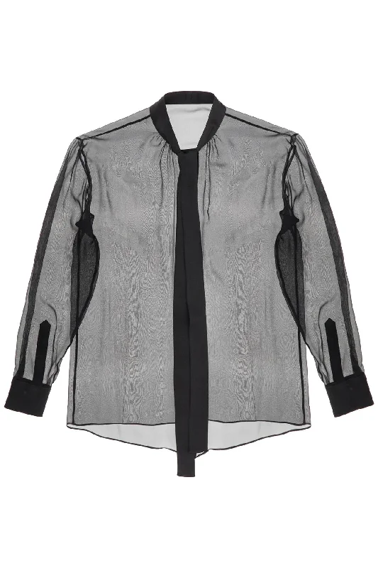 "chiffon blouse with bow F5S81T FU1AT NERO Vintage Polka Blouse