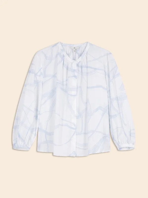 Cotton-Silk Blouse Collared Satin Blouse